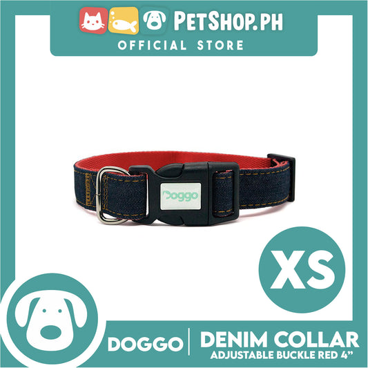 Doggo Collar Denim Design Extra Small (Red) Perfect Collar for Your Dog