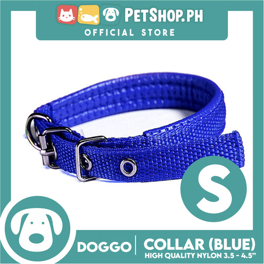 Doggo Dog Collar Adjustable Buckle Small Size (Blue) Collar Nylon for Dog
