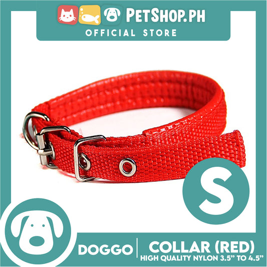 Doggo Dog Collar Adjustable Buckle Small Size (Red) Collar Nylon for Dog