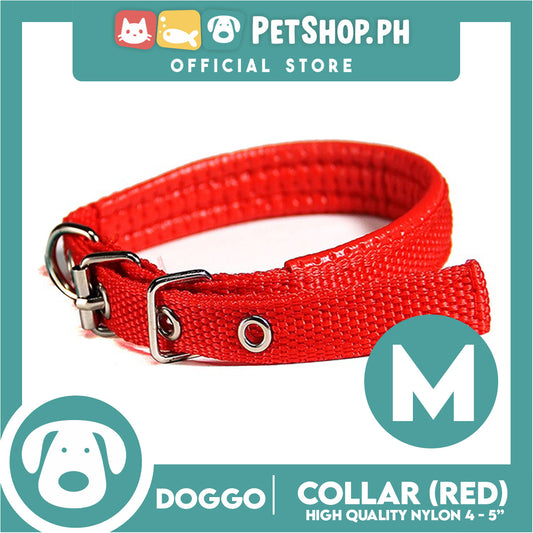 Doggo Dog Collar Adjustable Buckle Medium Size (Red) Collar Nylon for Dog