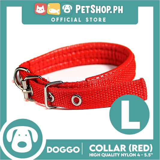 Doggo Dog Collar Adjustable Buckle Large Size (Red) Collar Nylon for Dog