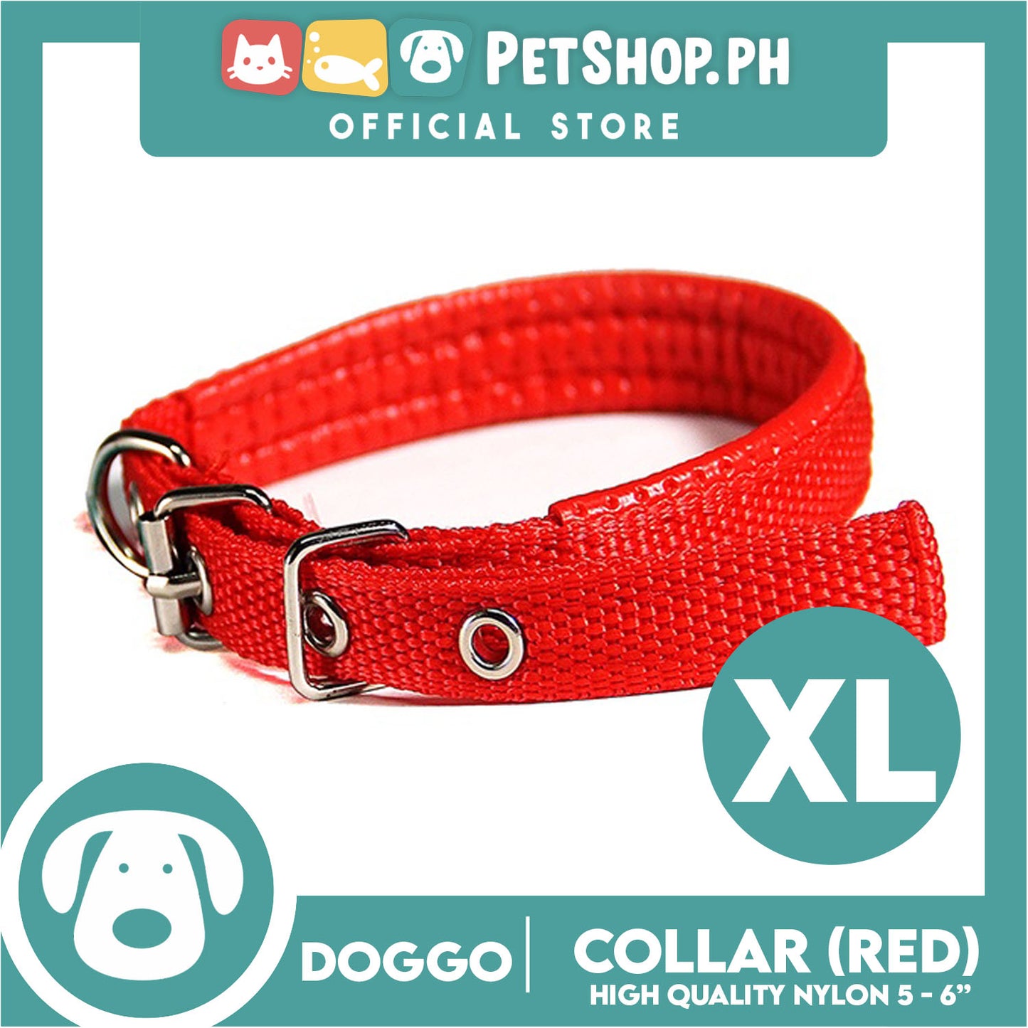 Doggo Dog Collar Adjustable Buckle Extra Large Size (Red) Collar Nylon for Dog