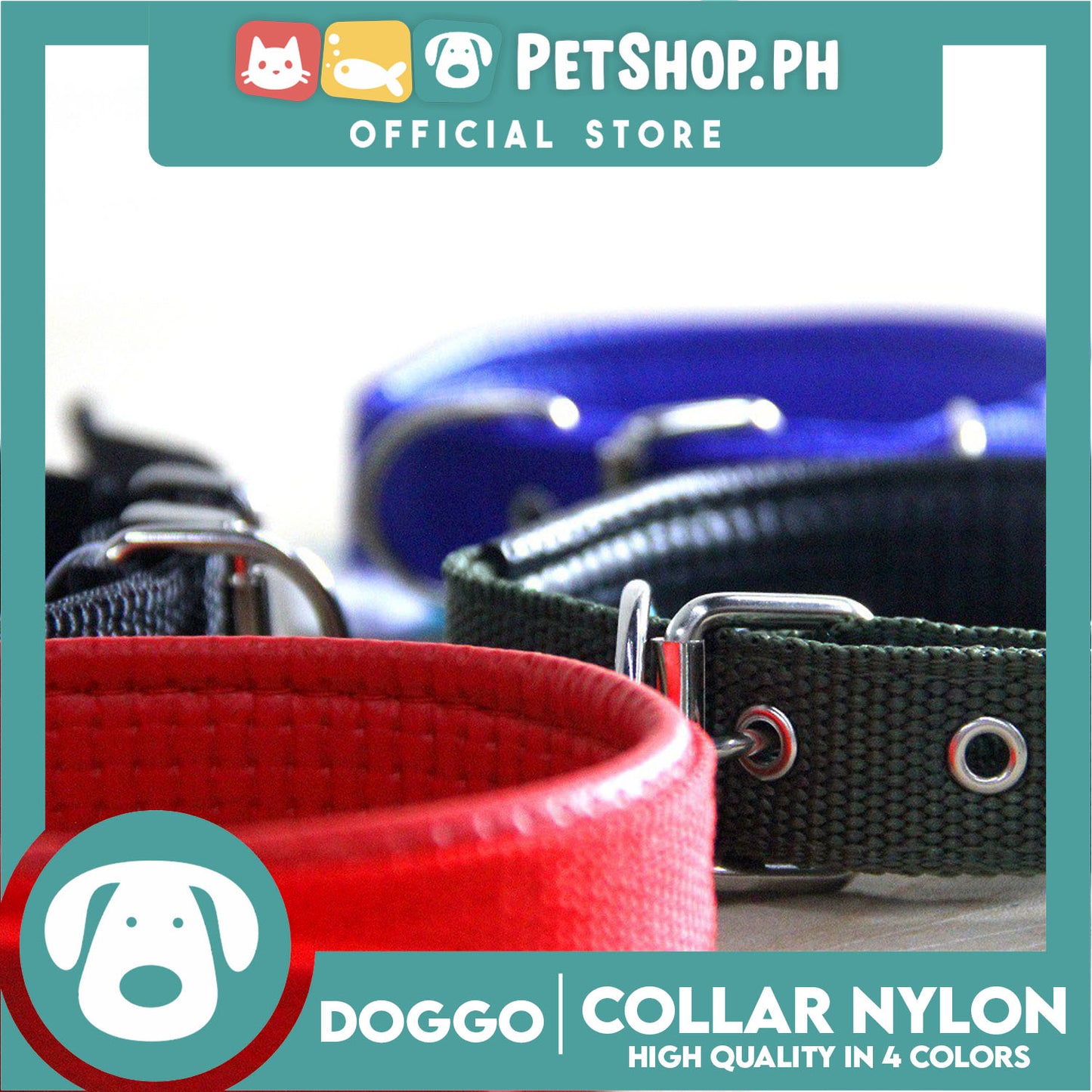 Doggo Dog Collar Adjustable Buckle Large Size (Black) Collar Nylon for Dog