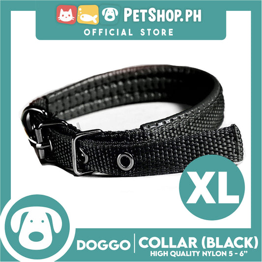 Doggo Dog Collar Adjustable Buckle Extra Large Size (Black) Collar Nylon for Dog