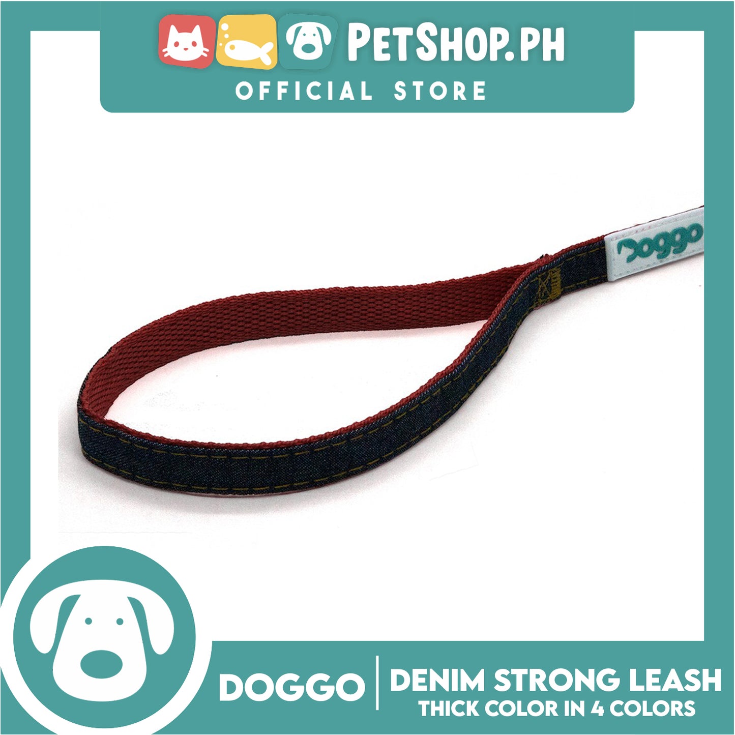 Doggo Strong Leash Denim Design Small (Red) Leash for Your Dog