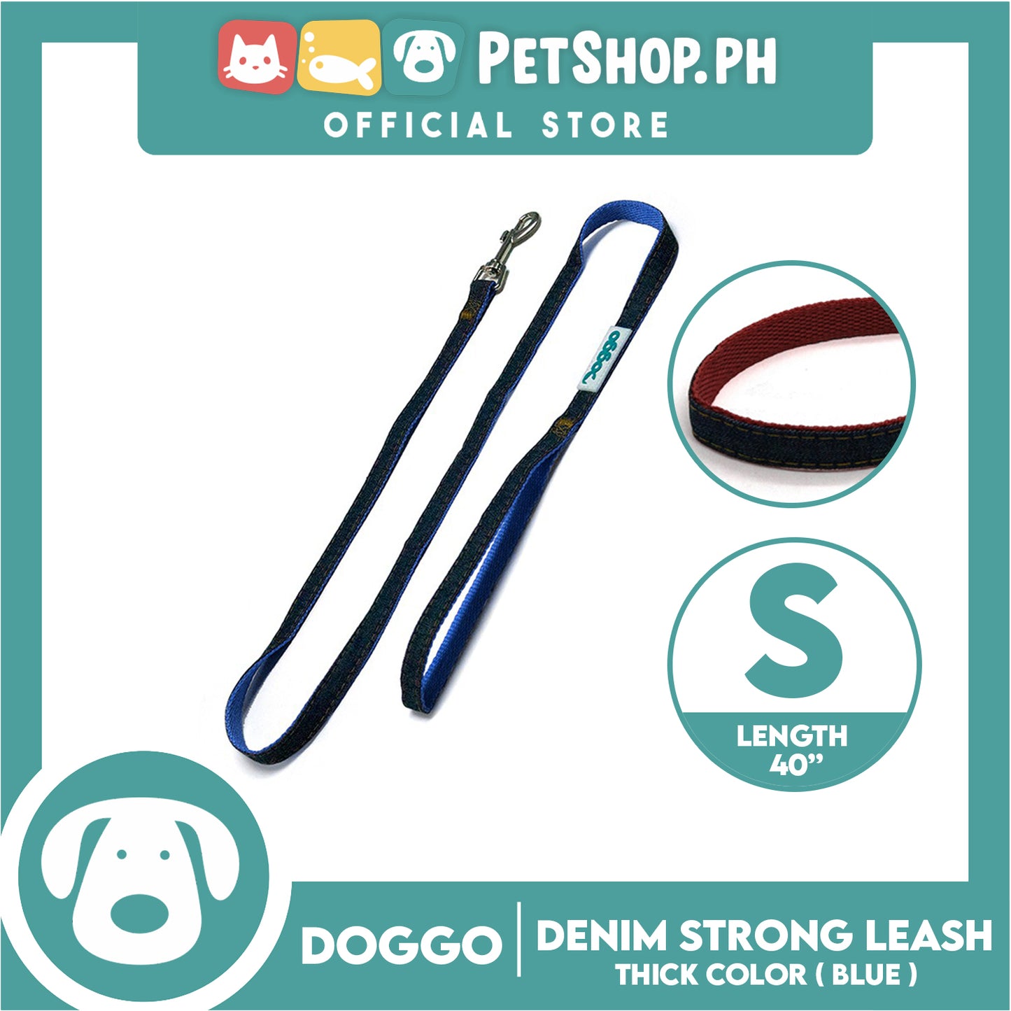 Doggo Strong Leash Denim Design Small (Blue) Leash for Your Dog