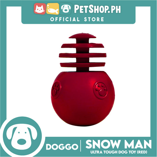Doggo Snow Man (Red) Ultra Tough Rubber Dog Toy And Can Put Dog Treats Inside