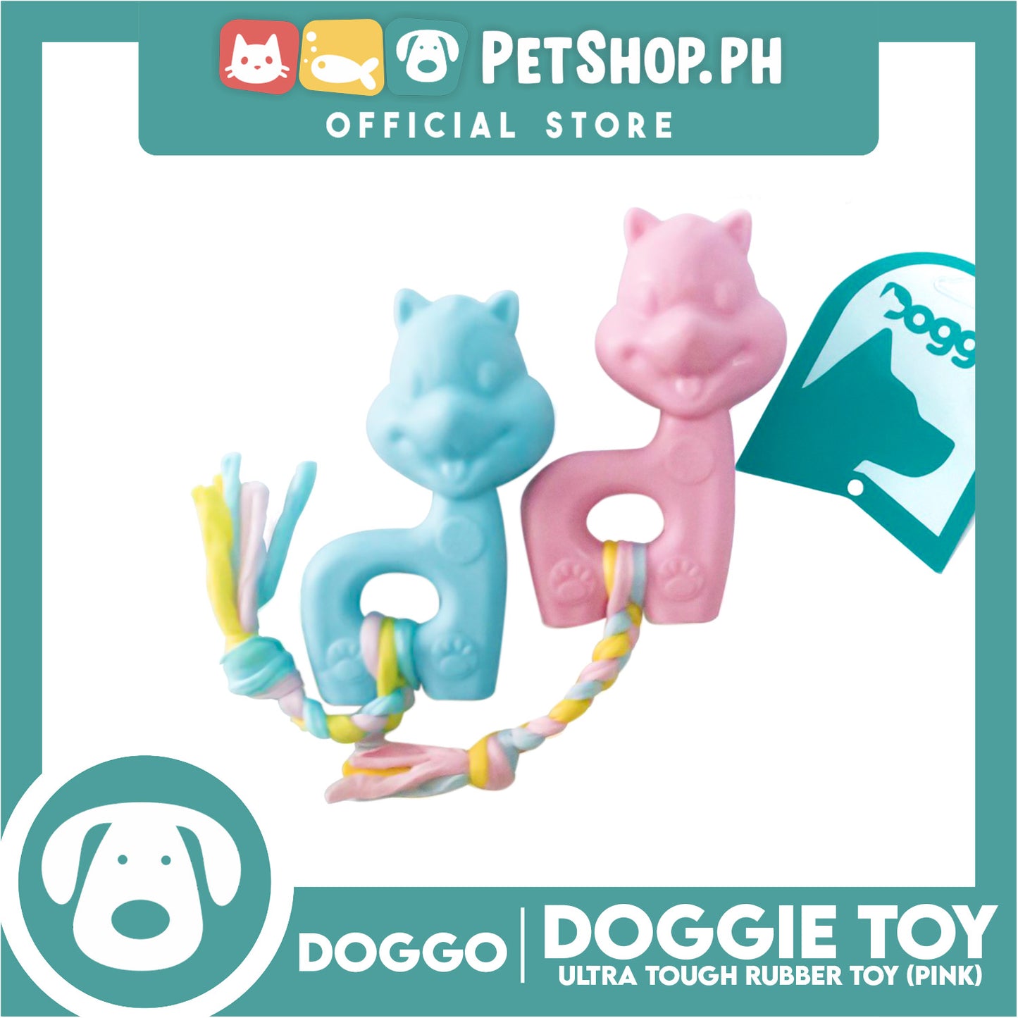 Doggo Doggie (Pink) Ultra Tough Rubber Pet Toy