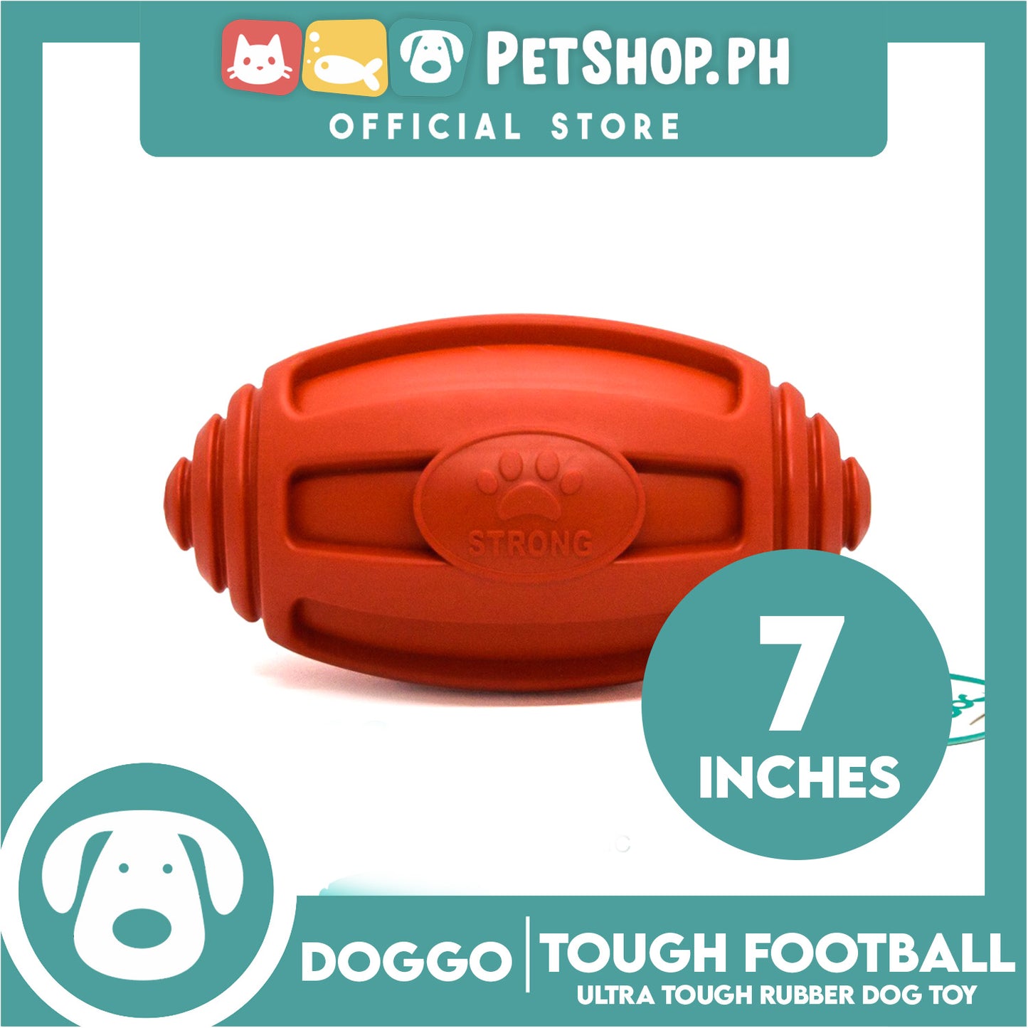 Doggo Tough Football Design (Red) Dog Toy Pet Toy for Adult