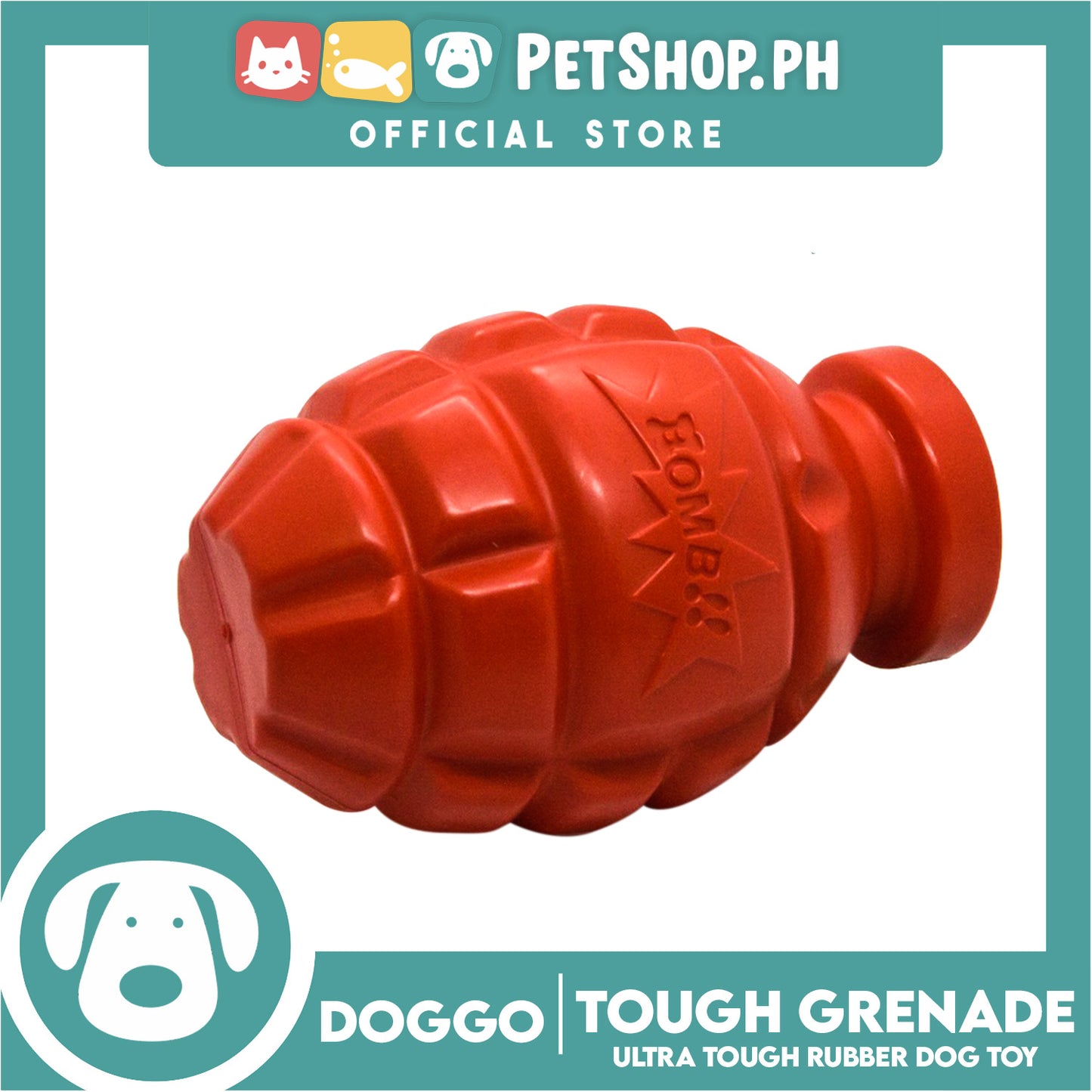 Doggo Tough Grenade Design (Red) Dog Toy Pet Toy for Adult