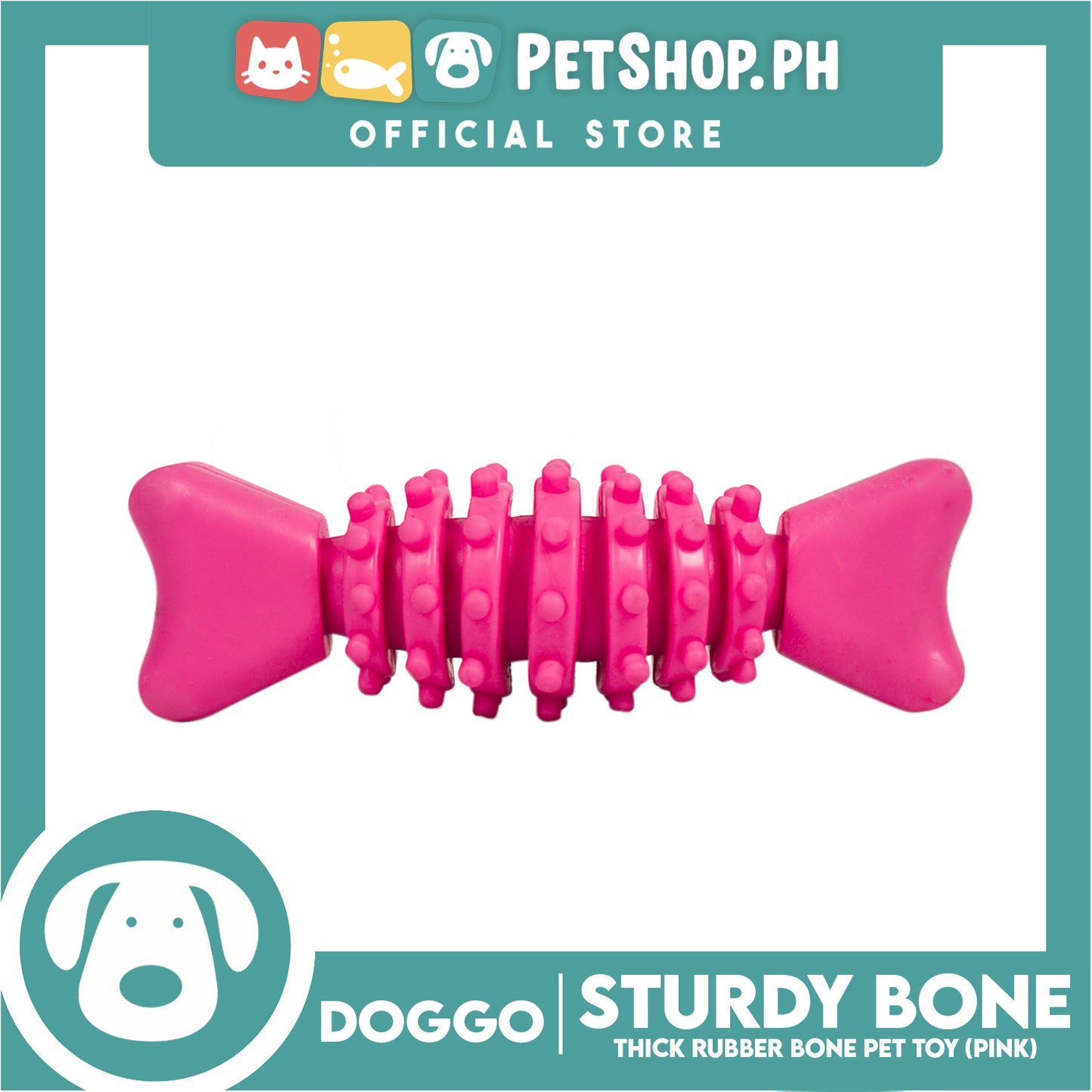 Doggo Sturdy Bone (Pink) Small Size Thick Rubber Material Pet Toy
