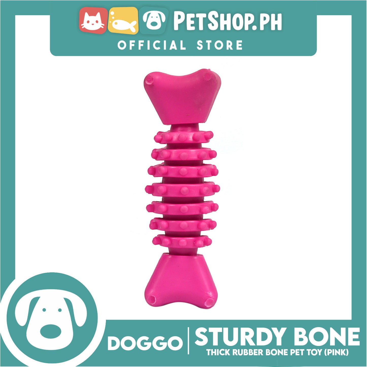 Doggo Sturdy Bone (Pink) Small Size Thick Rubber Material Pet Toy