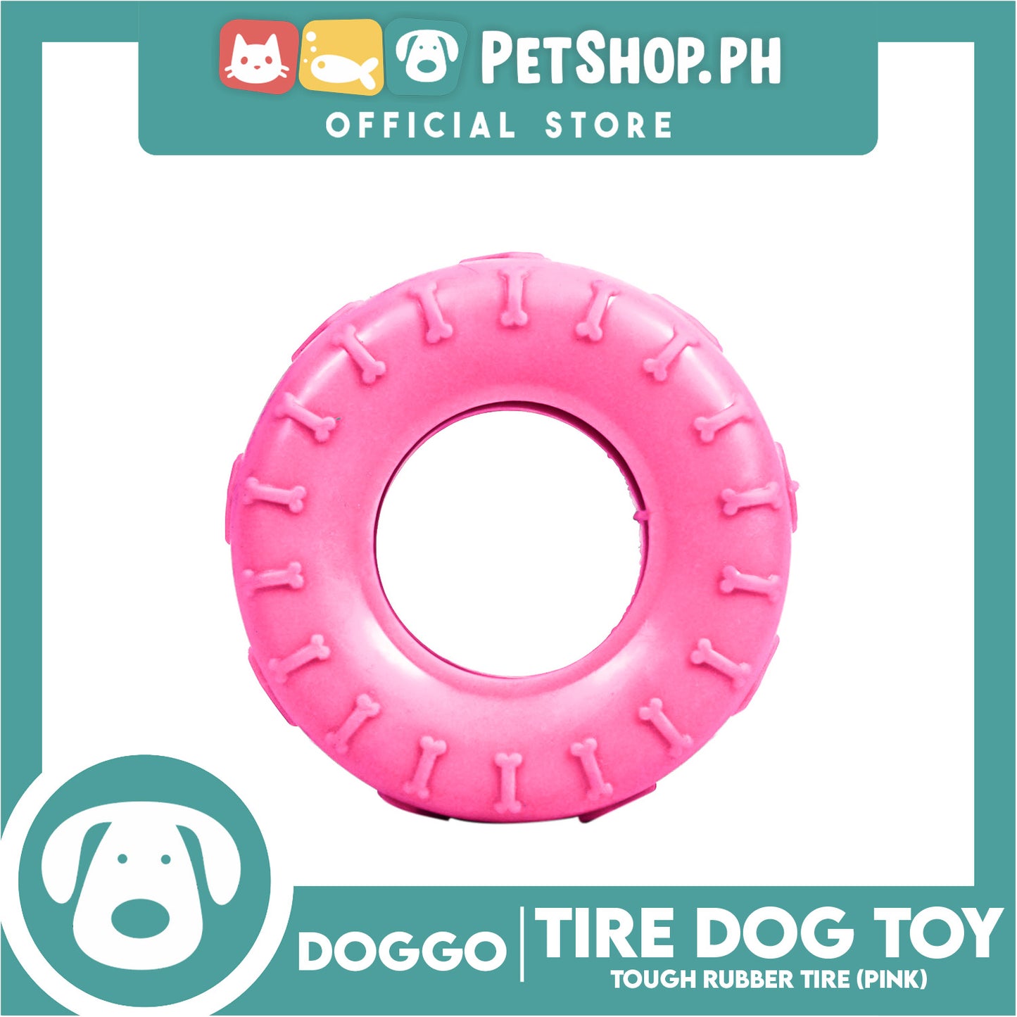 Doggo Tire (Pink) Small Size Ultra Tough Rubber Dog Toy