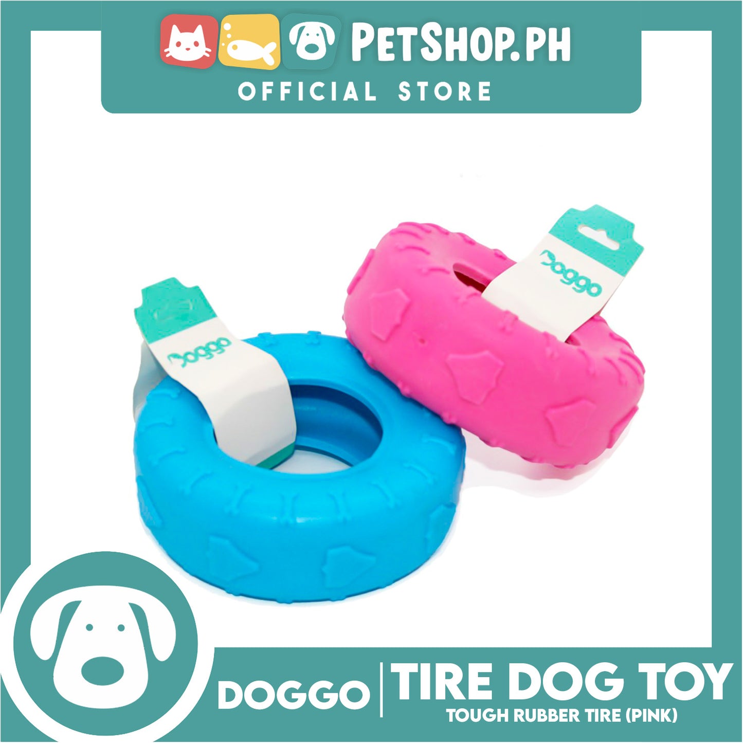 Doggo Tire (Pink) Small Size Ultra Tough Rubber Dog Toy