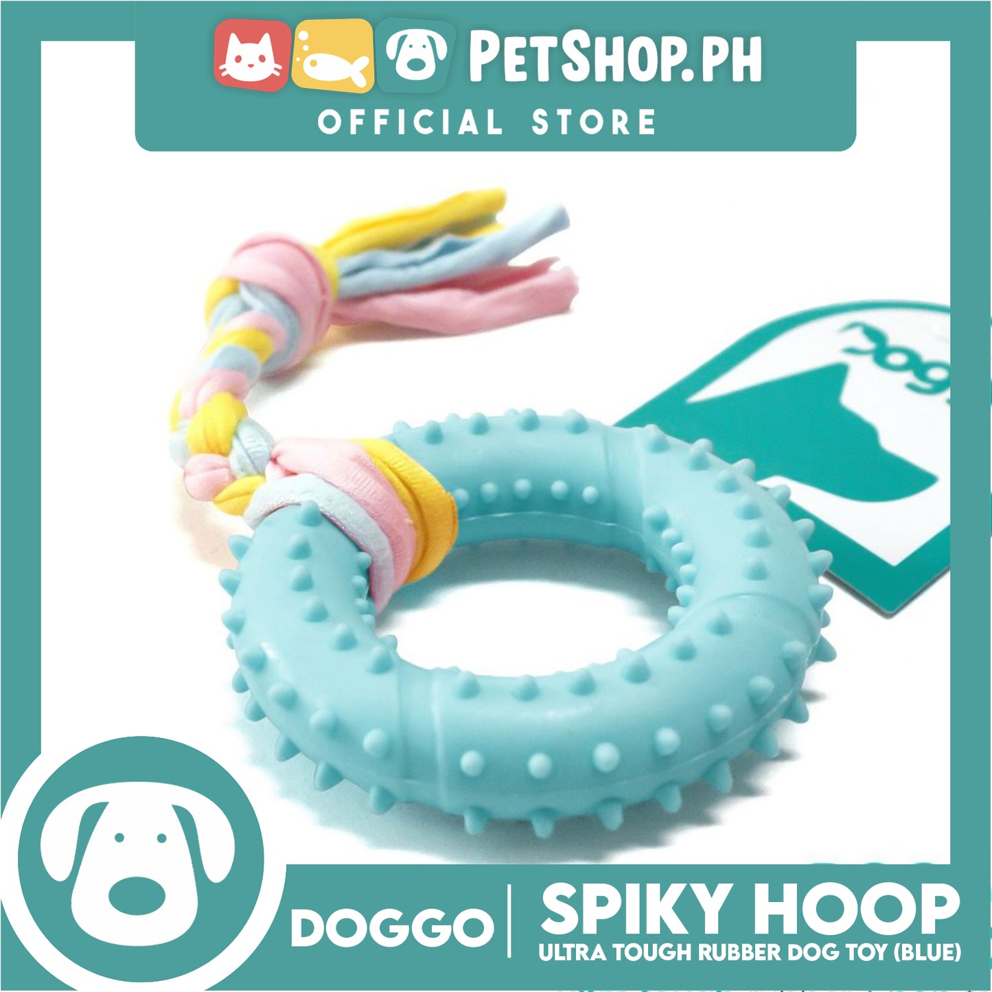 Doggo Spiky Hoop (Blue) Ultra Tough Rubber Pet Toy