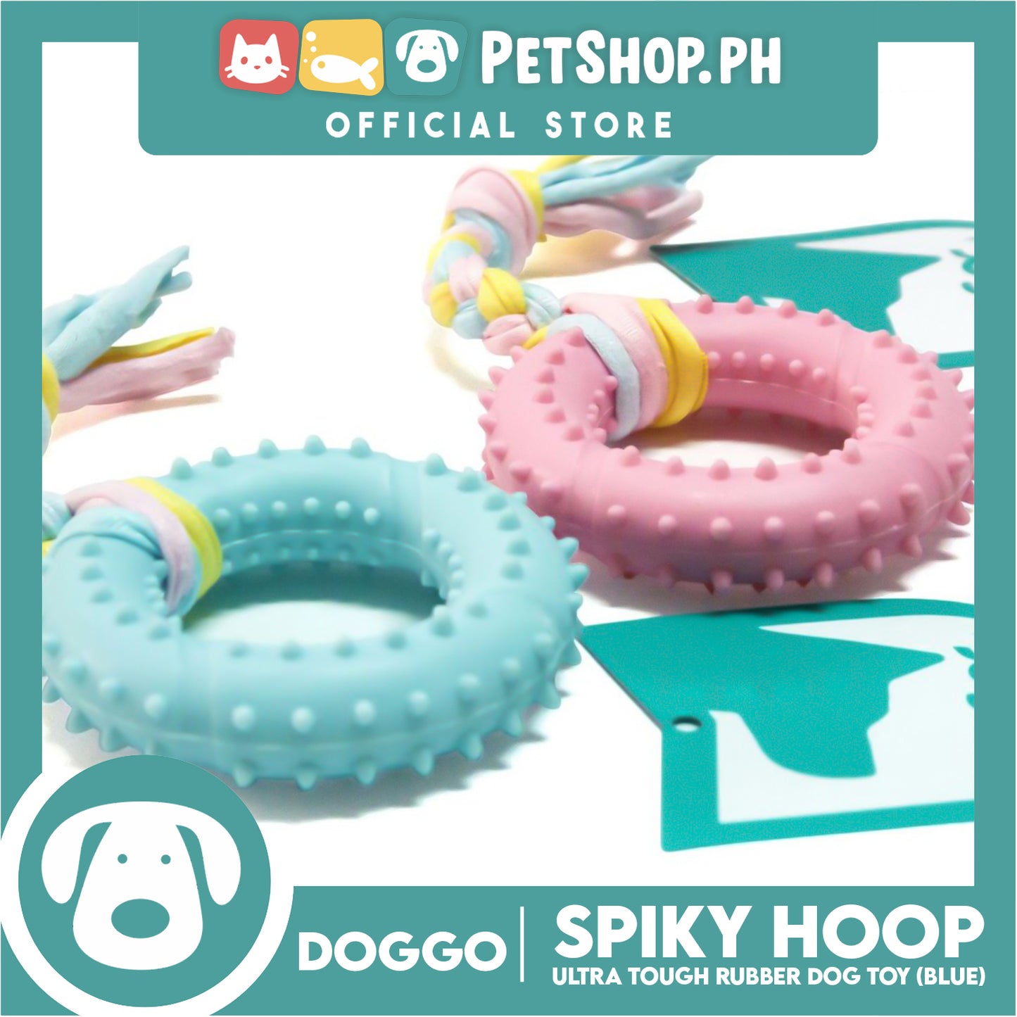 Doggo Spiky Hoop (Blue) Ultra Tough Rubber Pet Toy