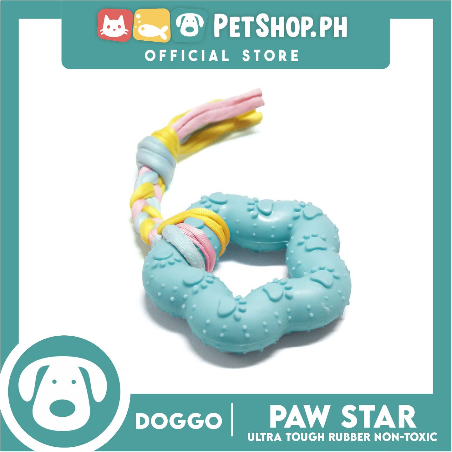 Doggo Paw Star (Blue) Ultra Tough Rubber Pet Toy