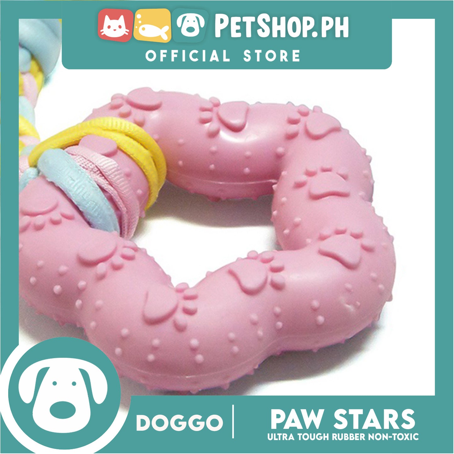 Doggo Paw Star (Pink) Ultra Tough Rubber Pet Toy