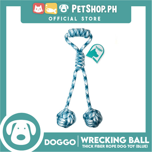 Doggo Twin Wrecking Ball (Blue) Thick Fiber Dog Toy