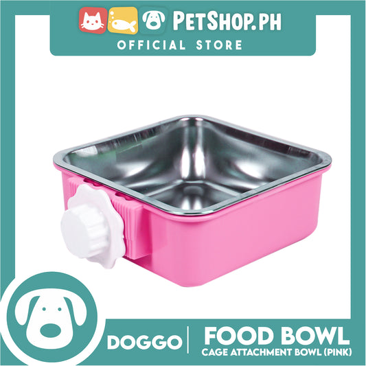 Doggo Quad Cage Attachment Bowl (Pink) Thick Plastic Material Pet Feeding Bowl