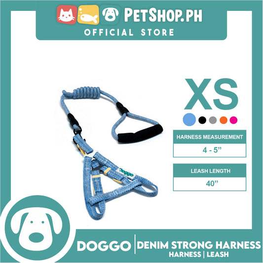 Doggo Atlanta Strong Harness and Leash Set Extra Small Size (Black)