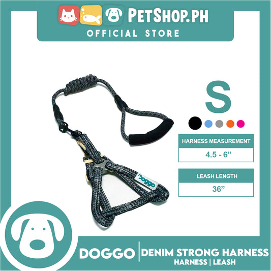 Doggo Atlanta Strong Harness and Leash Set Small Size (Black)