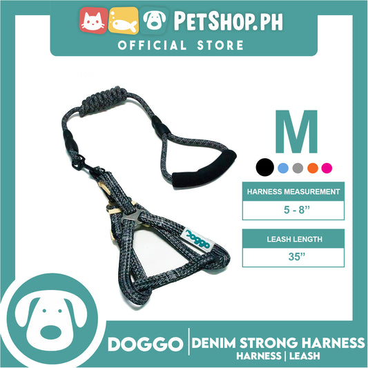 Doggo Atlanta Strong Harness and Leash Set Medium Size (Black)
