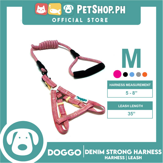 Doggo Atlanta Strong Harness and Leash Set Medium Size (Pink)