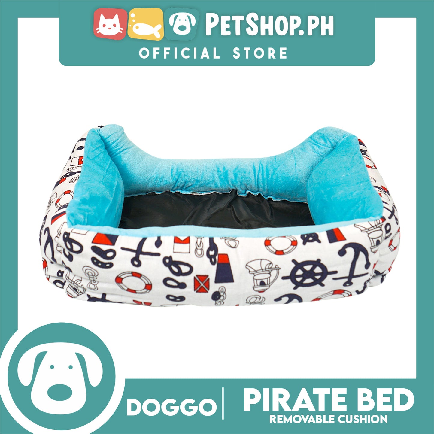 Doggo Pirate Bed (Extra Large) Pet Sleeping Bed Dog Bed Pirate Theme