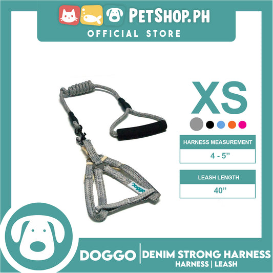 Doggo Atlanta Strong Harness and Leash Set Extra Small Size (Gray)
