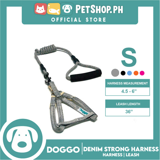 Doggo Atlanta Strong Harness and Leash Set Small Size (Gray)