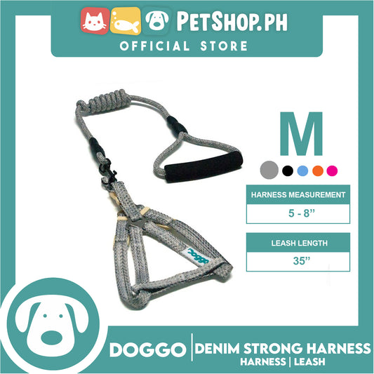Doggo Atlanta Strong Harness and Leash Set Medium Size (Gray)