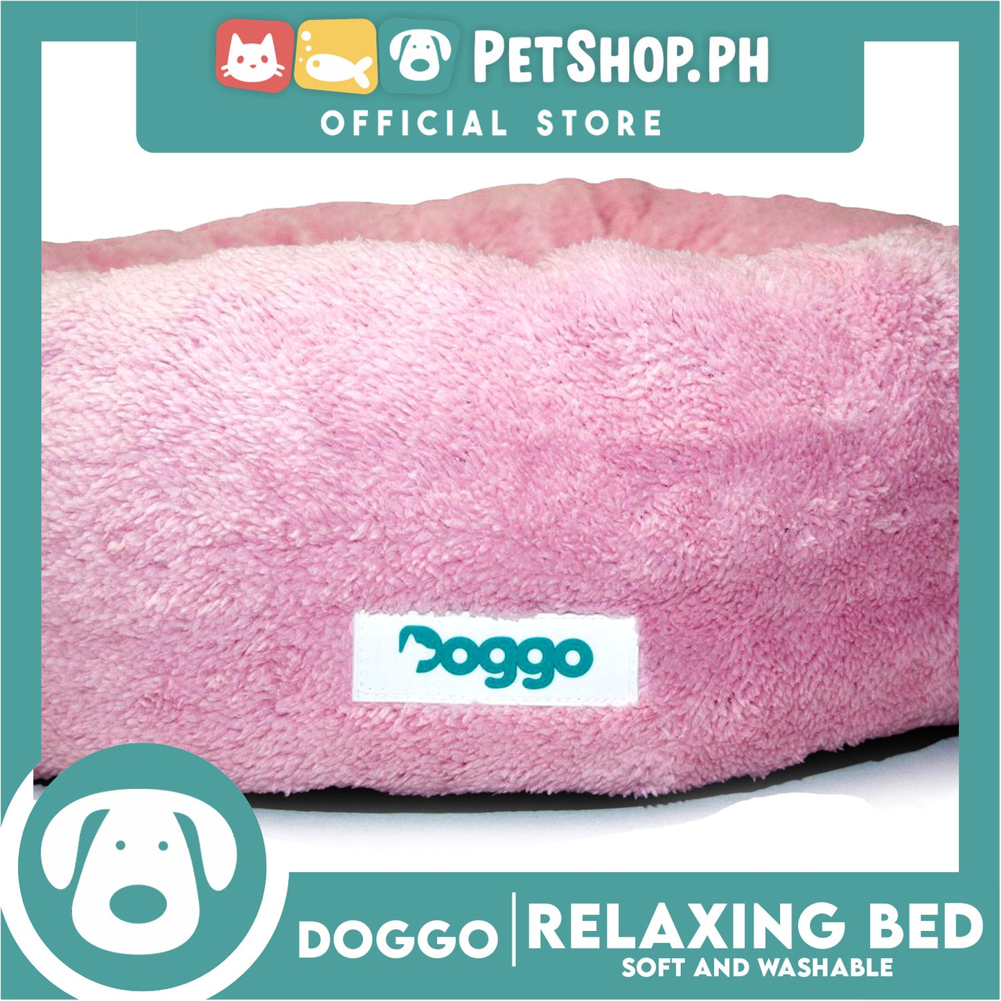 Doggo Relaxing Bed Pink (Medium) Round Fur Bed Machine Washable