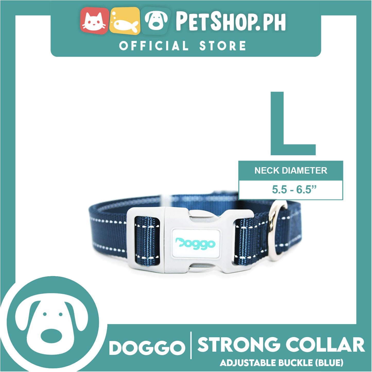 Doggo Strong Collar Large Size (Blue) Soft And Durable Collar for Your Dog