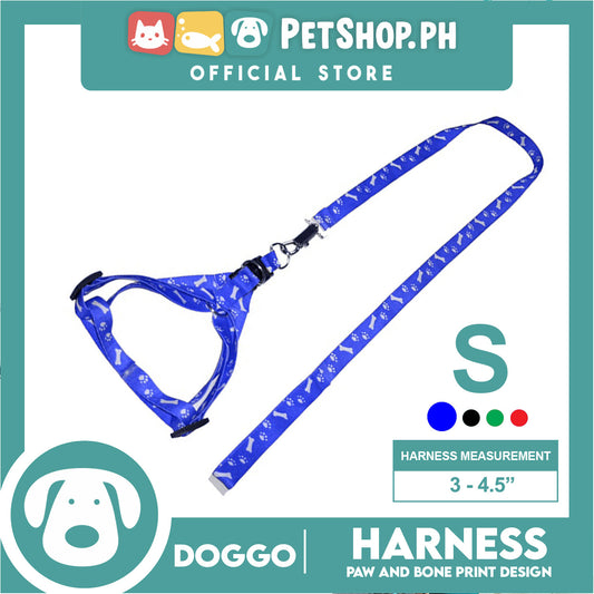 Doggo Harness Leash With Design Small Size (Blue) Harness Leash for Your Puppy