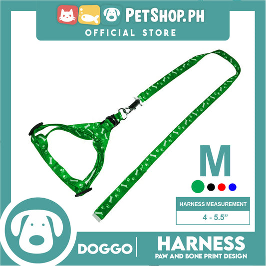 Doggo Harness Leash With Design Medium Size (Green) Harness Leash for Your Puppy