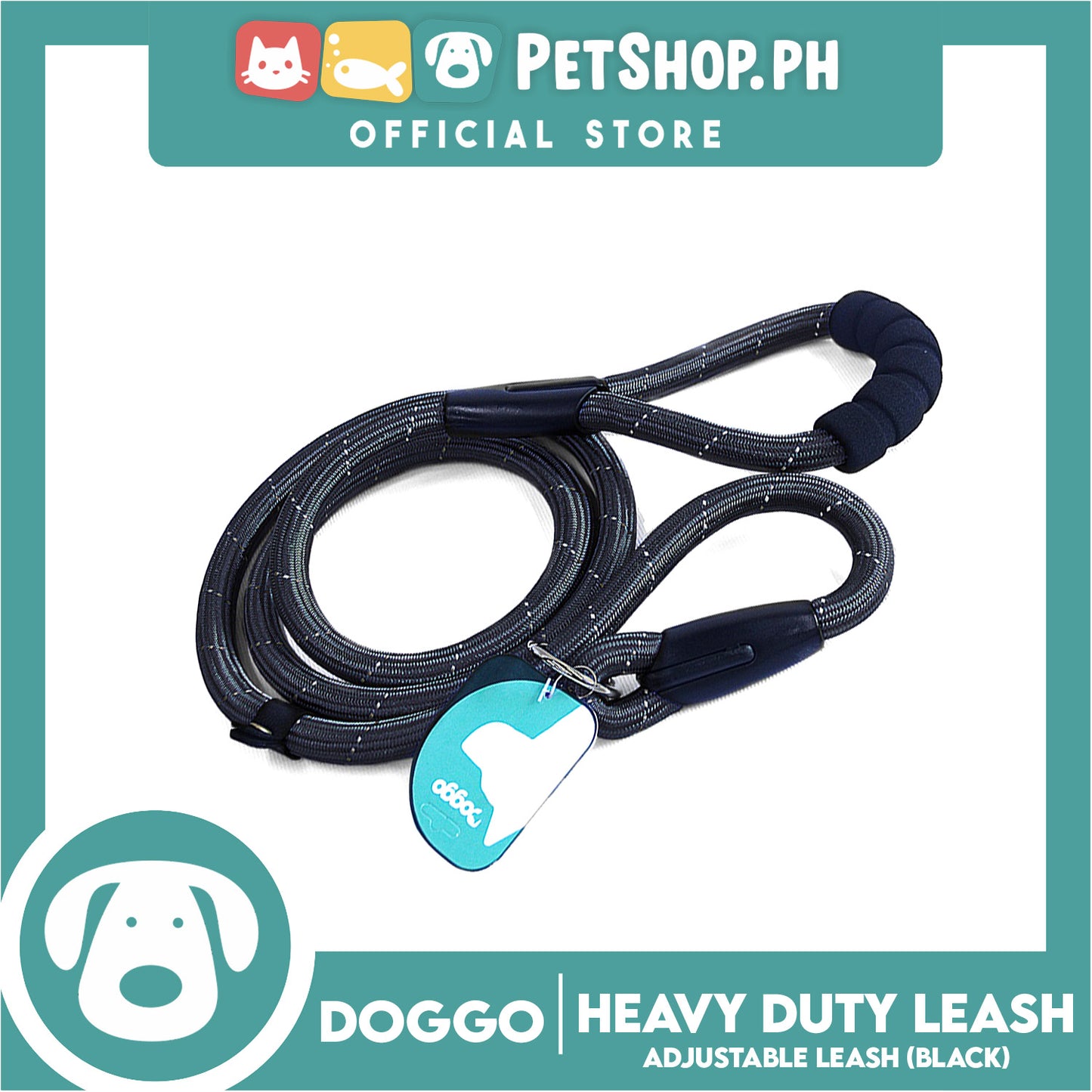 Doggo Heavy Duty Leash (Black) 58 ' ' Durable And Strong Leash for Your Dog