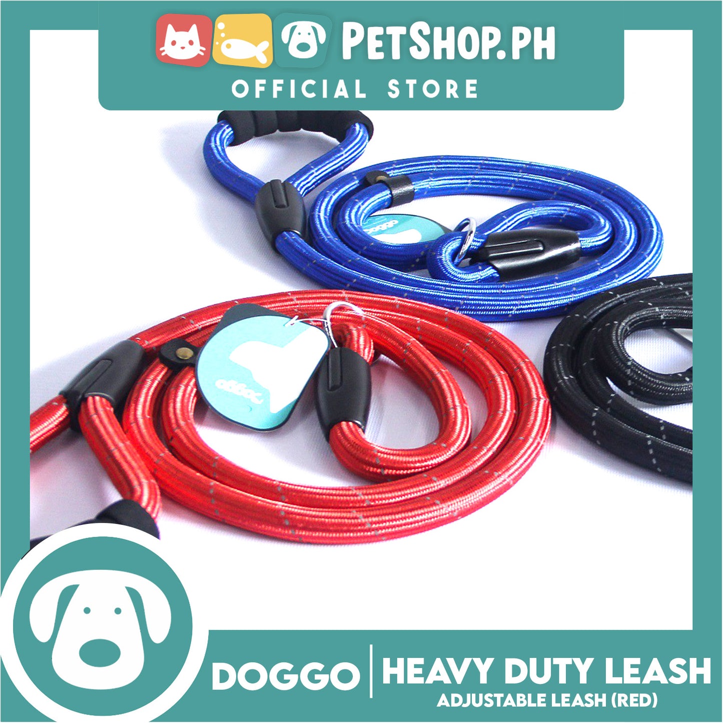 Doggo Heavy Duty Leash (Black) 58 ' ' Durable And Strong Leash for Your Dog