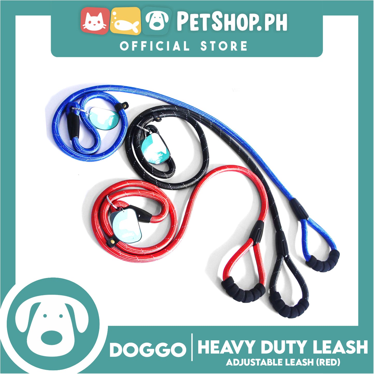 Doggo Heavy Duty Leash (Red) 58' ' Durable And Strong Leash for Your Dog
