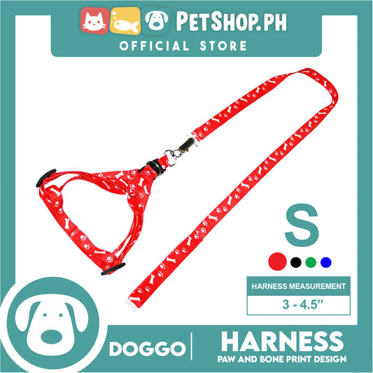 Doggo Harness Leash With Design Small Size (Red) Harness Leash for Your Puppy