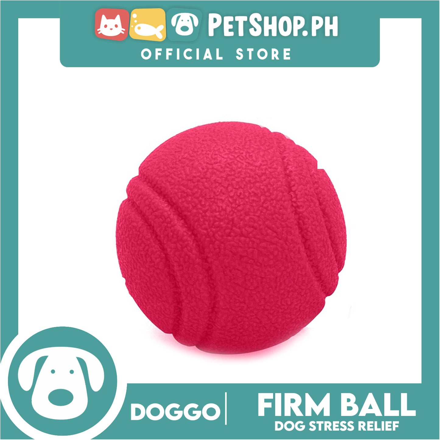 Doggo Bouncy Firm Ball Natural Rubber Small Size (Pink) Dog Toy
