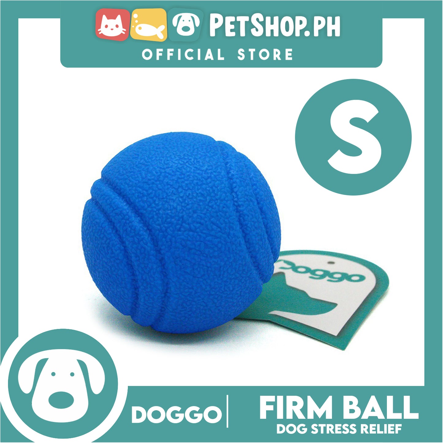 Doggo Bouncy Firm Ball Natural Rubber Small Size (Blue) Dog Toy