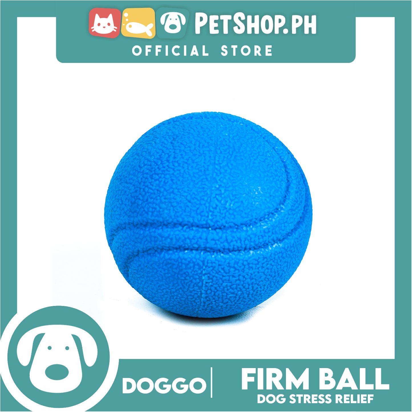 Doggo Bouncy Firm Ball Natural Rubber Small Size (Blue) Dog Toy