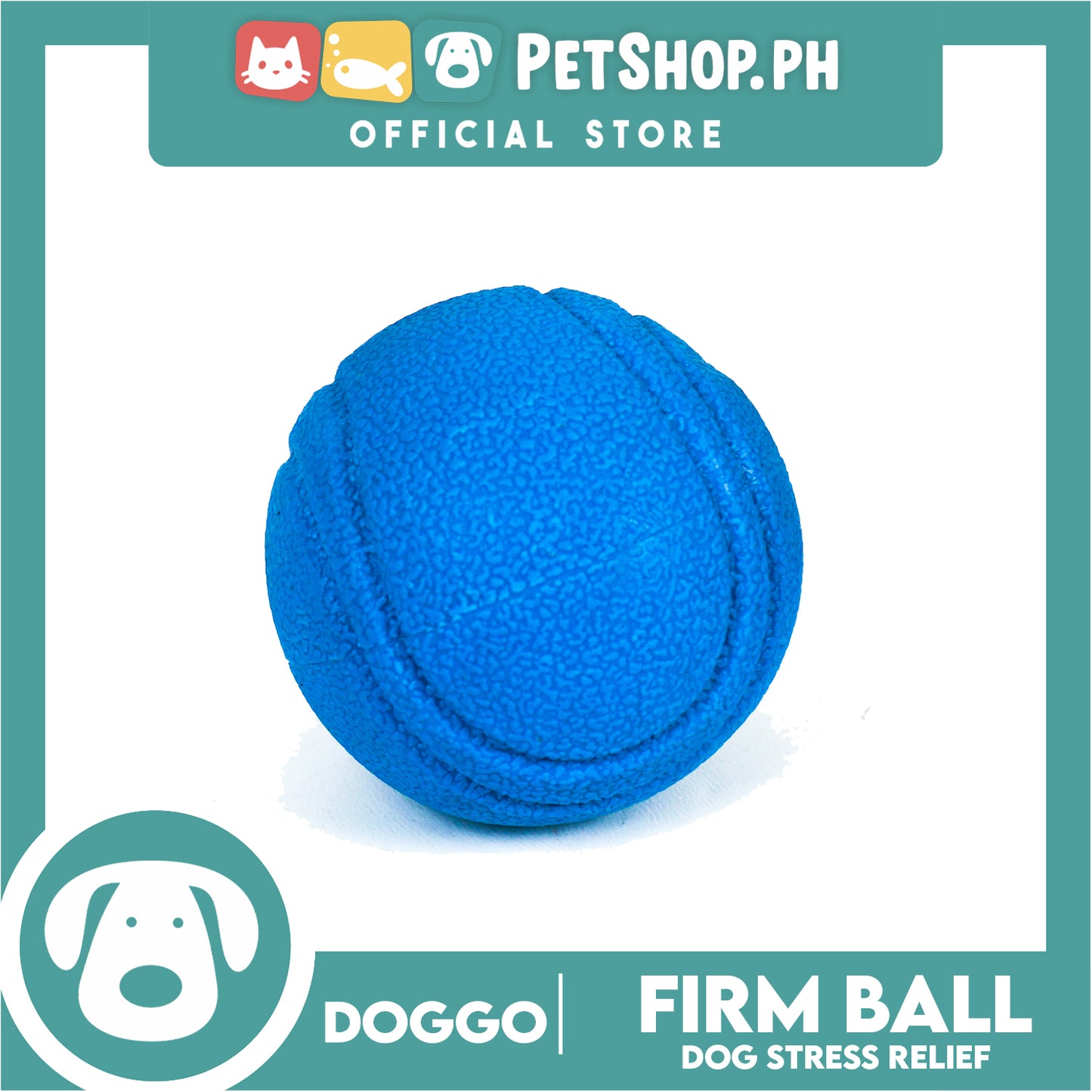 Doggo Bouncy Firm Ball Natural Rubber Small Size (Blue) Dog Toy