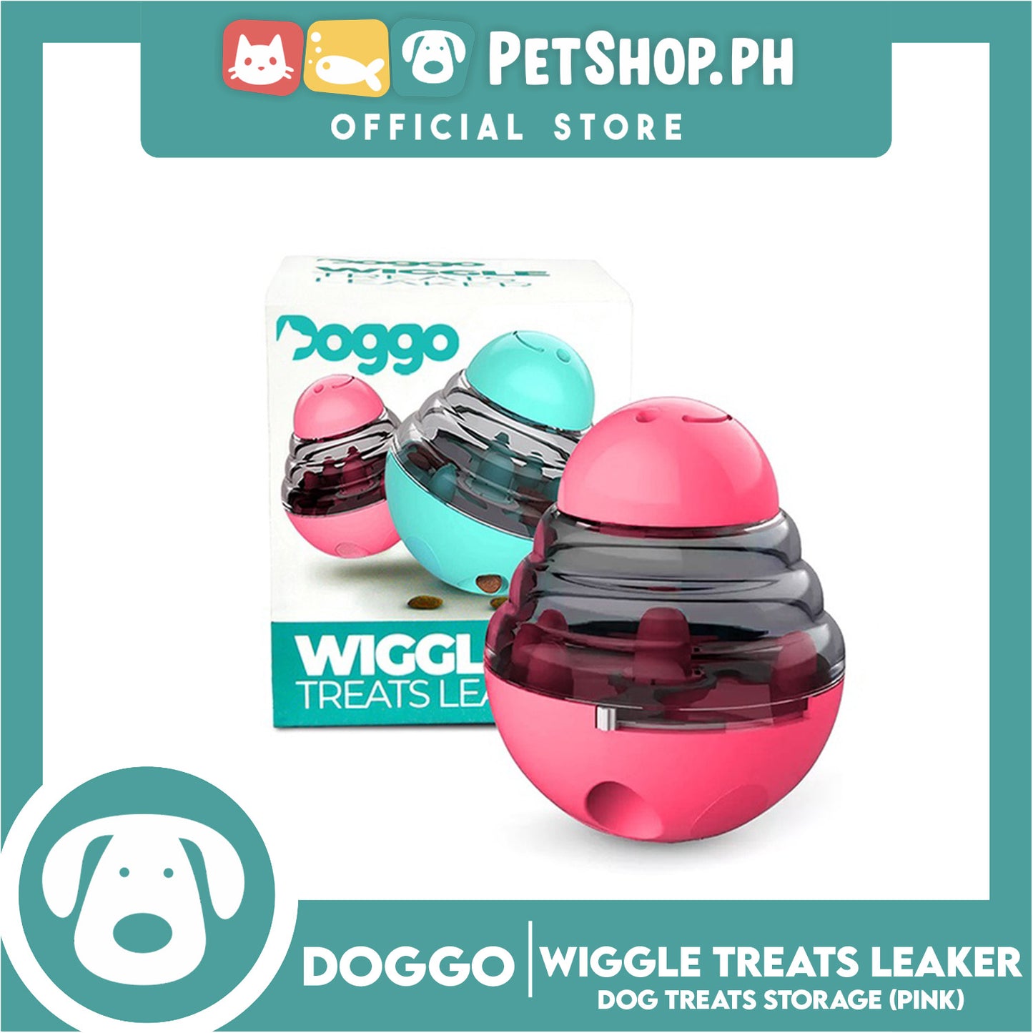 Doggo Dog Wiggle Treats Leaker (Pink) Storage Treats for Dog