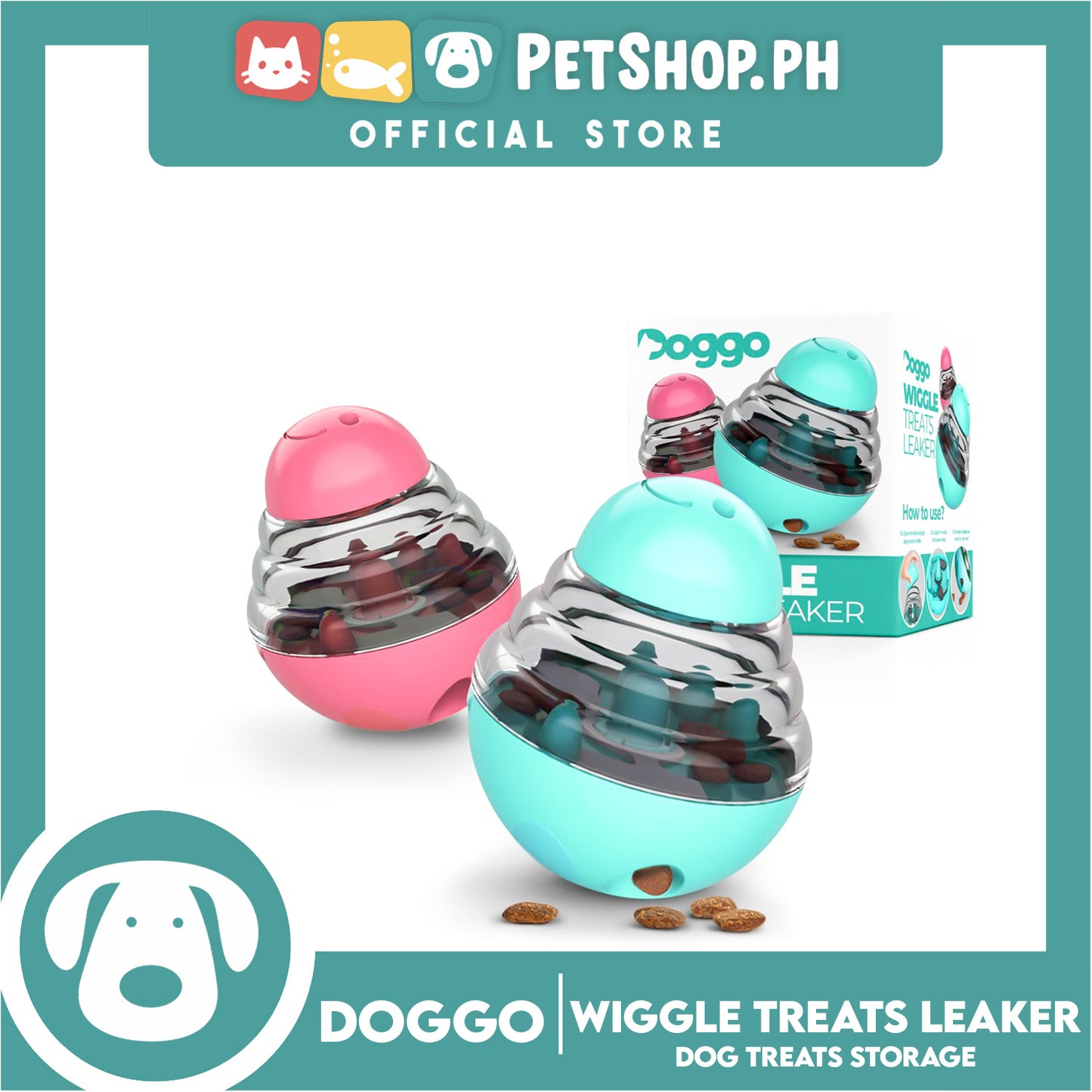 Doggo Dog Wiggle Treats Leaker (Pink) Storage Treats for Dog