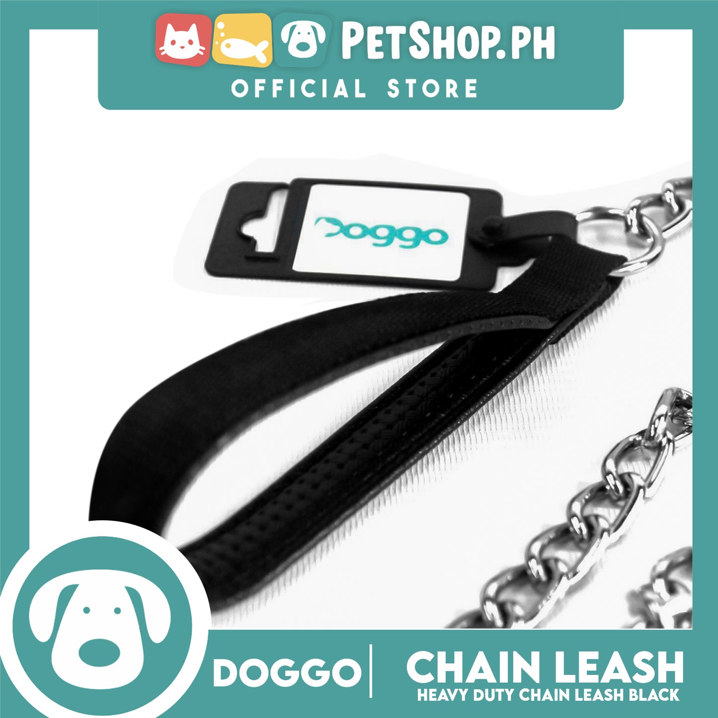 Doggo Heavy Duty Chain Leash (Black) 42 inches Leash Length for Your Dog
