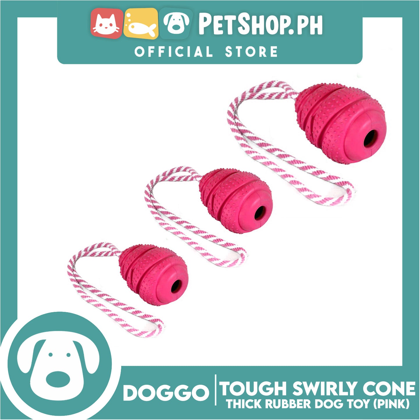 Doggo Tough Swirly Cone Design Pink (Small)