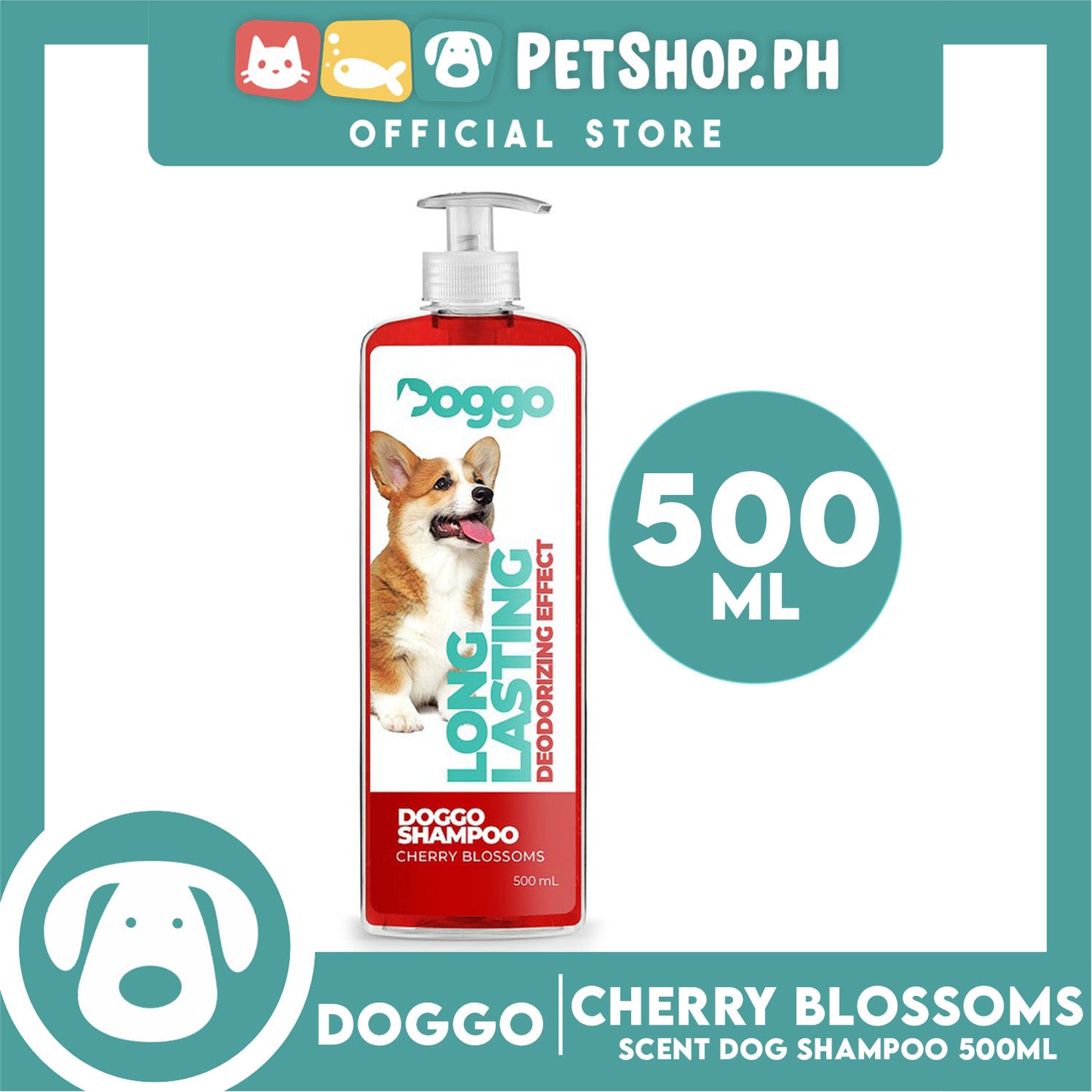Doggo Shampoo Long Lasting Deodorizing Effect 500ml (Cherry Blossoms) Shampoo for Your Pet