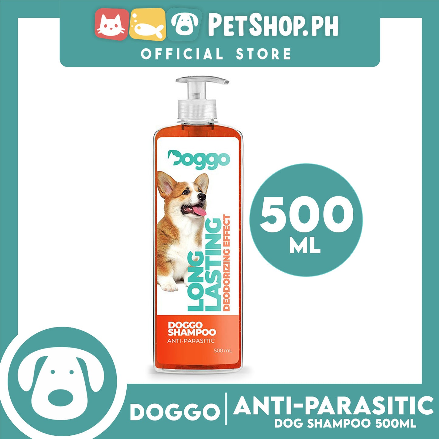 Doggo Shampoo Long Lasting Deodorizing Effect 500ml (Anti-Parasitic) Shampoo for Your Pet